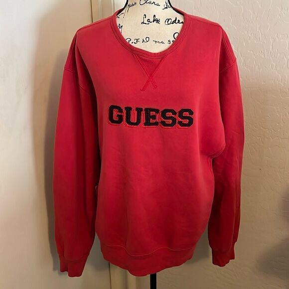 Vintage Y2K Guess Red Graphic Pullover Sweatshirt - Picture 1 of 9